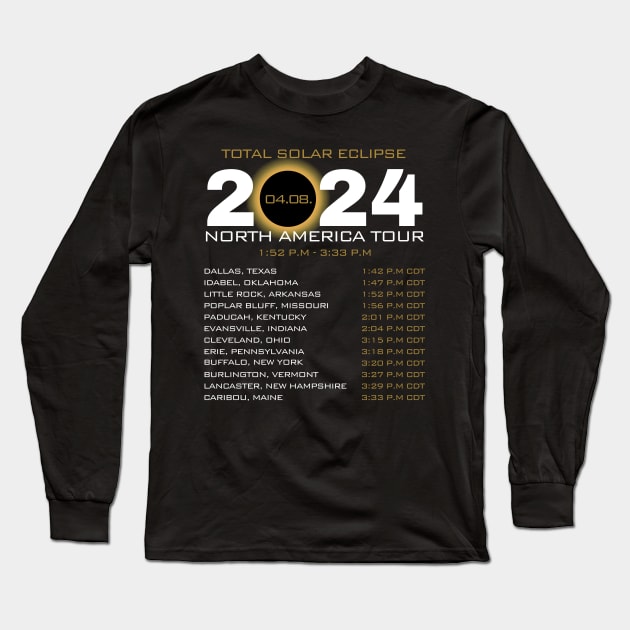 America Totality Total Solar Eclipse 4.8.2024 Long Sleeve T-Shirt by Tebird